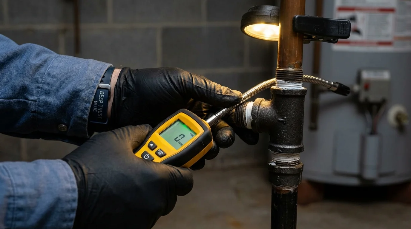Gas leak detection with electronic sniffer by Johns Plumbing LLC in Brevard