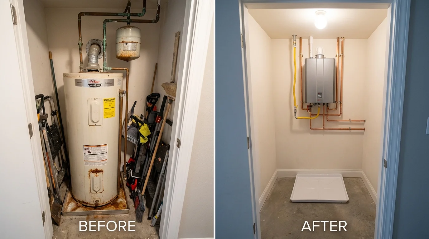 Tank water heater versus wall-mounted tankless unit comparison for Brevard, NC homeowners